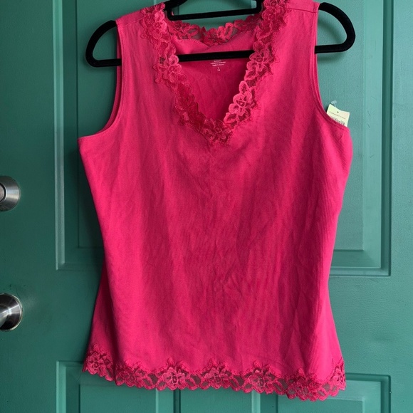 Coldwater Creek Tops - Coldwater creek large pink lacy tank new